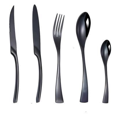 China Stocked Black Gold Stainless Steel Cutlery Set Gift Steak Cutlery Hotel Western Tableware for sale