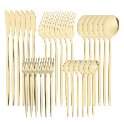 China Sustainable Amazon New Product Stainless Steel Cutlery 30 Piece Set Dessert Teaspoon Fruit Fork Spoon for sale