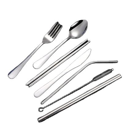 China Sustainable New 304 Stainless Steel 7 Piece Dinnerware Set Outdoor Travel Chopsticks Set for sale