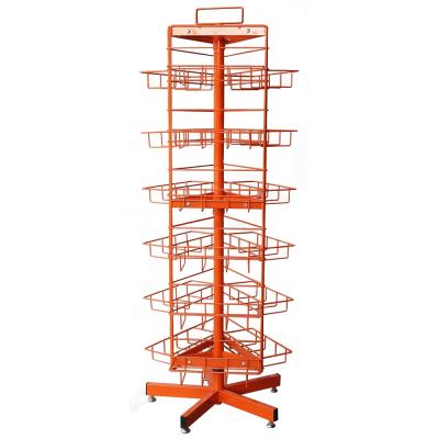 China Advertising Flooring Supermarket Snack Display Rack Metal Wire Locker Display Rack Magazine Display Rack for sale