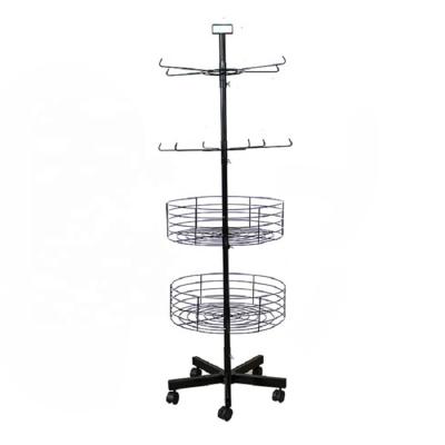 China Rotating Standing Type Floor Multi-Layer Rotating Snack Rack Metal Snacks Display Rack for sale