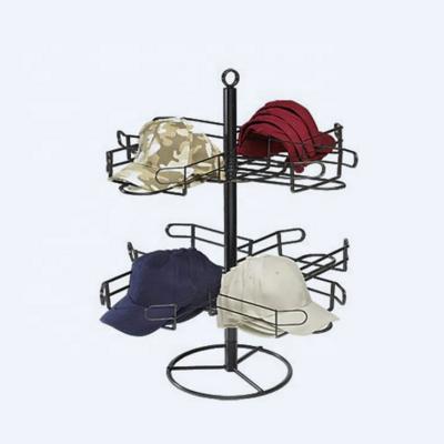 China 8 Rotating Hat Rack 2 Tier Display Stand Hat Display Adjustable Rotating Desktop Rotating Rack for sale