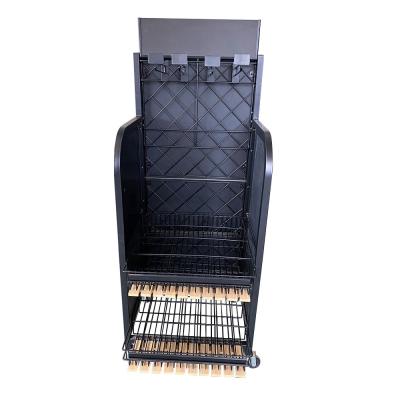 China Easy Assembly Hot Selling Rotary Battery Rack With Hooks And Shelf Metal Battery Display for sale