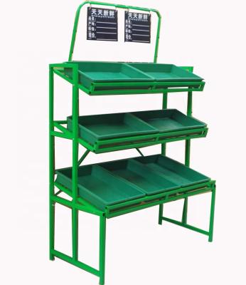 China Single Sided Manufacturer Retail Store Supermarket Adjustable Metal Shelf Fruit And Vegetable Display Racks for sale