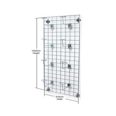 China Wall Mounted Showcase Wall Mounted Griedwall Mesh Display Panel With 8 Cap Arms Display for sale