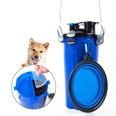 China Automatic Safe 2 in 1 PP Folding Dogs Cats Feeding Feeder Water Food Bottle Outdoor Travel Pet Bowl Cat Water Feeder Pet Food Feeder for sale