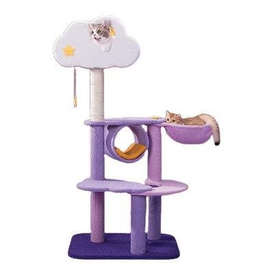 China Multi-Level Castle Hemp Rope Lighter Frame Cat Climbing Furniture Safe Clouds Viable Liner High Quality Cat Tree Tower for sale