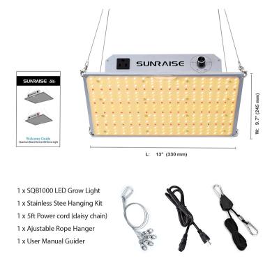 China Seed Starting USA Free Shipping SUNRAISE SQB1000 Upgraded Dimmable LED Grow Lights Daisy Chain IR High Full Spectrum Led Plant PPFD Grow Lights for sale