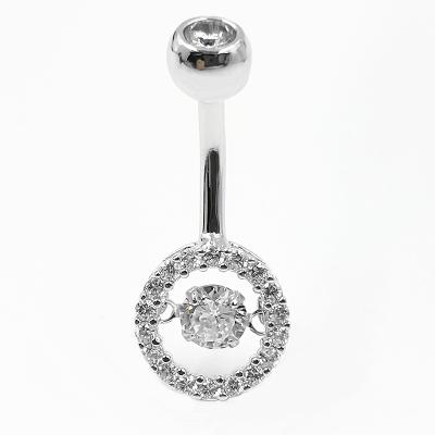 China Elegant Charm Fashion Charm 925 Sterling Silver Perforated Jewelry Belly Ring for sale