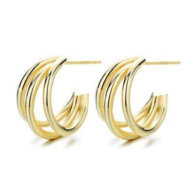 China 2021 high quality new products sell well 925 Sterling Silver personality fashion charm gold plated simple earrings for women for sale