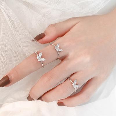 China Exquisite Fashion Jewelry 925 Sterling Silver Lady Butterfly Ring for sale