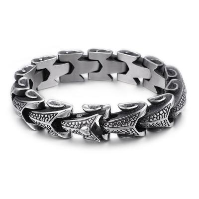 China Wholesale popular men's titanium stainless steel skull bracelet European and American steel jewelry spells 2021 casual/sports new product for sale