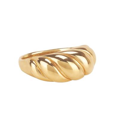 China 925 TRENDY Silver Ring Gold Vermeil Crescent Dome Ring Jewelry Wholesale 925 Sterling Silver Finger Ring 18K for sale