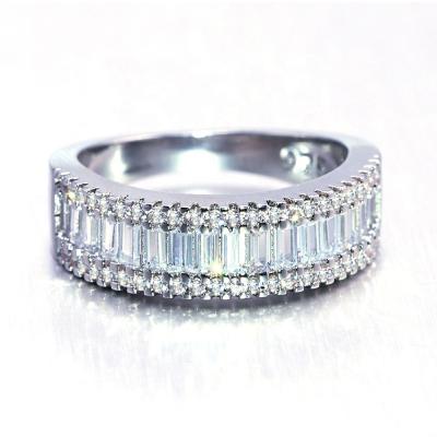 China FASHIONABLE Simple Custom Made Sterling Silver Jewelry Women Mens Zircon Couples Wedding Engagement Diamond Eternity Rings For Girl for sale