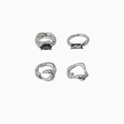 China 2021 New Ring Summer 925 Niche Ring Fashionable Female Silver Light Luxury Sense Simple Toxic Cold Wind Combination Ring Set Trend for sale