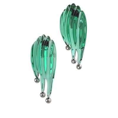 China 2021 CLASSIC earrings green transparent liquified earrings without pierced ear clips strain hip hop for sale