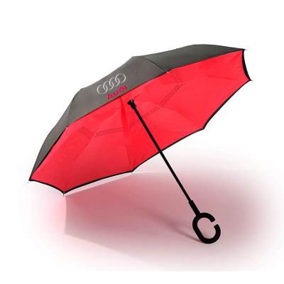 China 2020 new design traditional magic handle reverse reverse umbrella upside down c with logo printing for sale