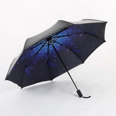 China All in 1 High Quality Promotion 3 UV Folds Sun and Rain Market Umbrella for sale