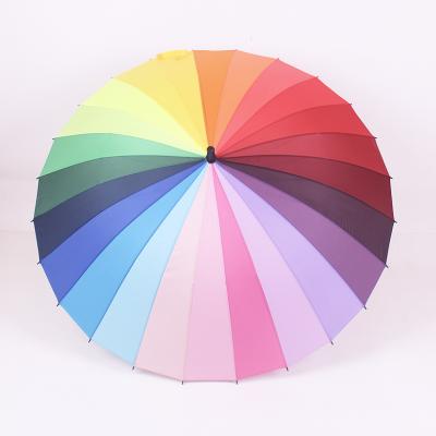 China Contemporary And Beautiful OEM 24 Ribs Rainbow Golf Umbrella 24 Colors Wholesale Pongee for sale