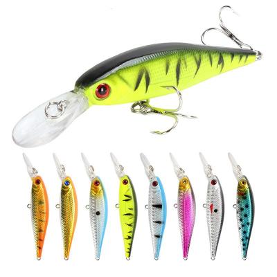 China ABS Material 100mm 9.4g Topwater Wobbler 3D Eyes Fishing Lure Minnow Hard Bait 3 Hook Crankbait Floating Fishing Tackle for sale