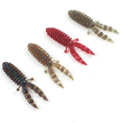 China PVC Double Tail Soft Worm Lures 5.5cm 1.6g 1pcs Soft Lure Topwater Paddle Tail Lure Baits For Trout Bass Pike for sale