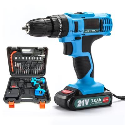 China Multifunctional 21V Metal Power Tools Hand Screwdriver Lithium Battery Electric Rechargeable Cordless Impact Drill Price for sale