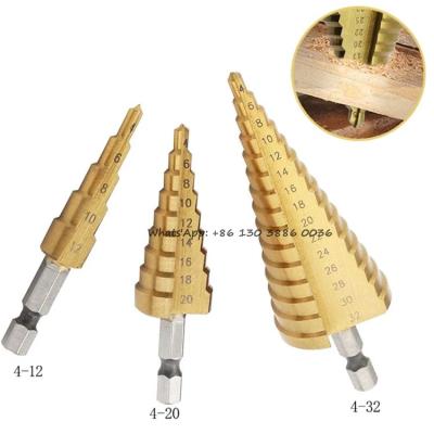 China -12 4-20 4-32 Flute Straight Leg 4 Shank Power Tools Hex Step Drill Bits Hexagonal Cutter Step Bit Drilling for sale