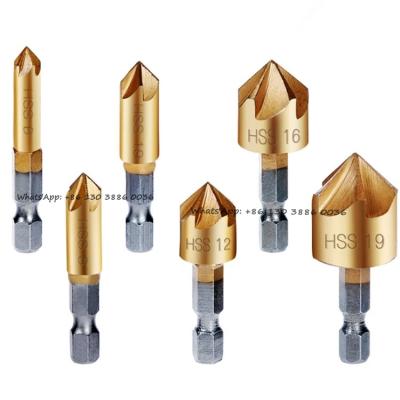 China Wood Wood Drilling Cutter 6pcs Chamfer Titanium Coated 1/4