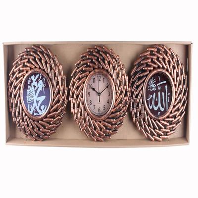 China Wholesale Hot Selling Islamic Azan Wall Clock Three Piece Antique Style Factory Set Plastic Wall Clock For Prayer for sale