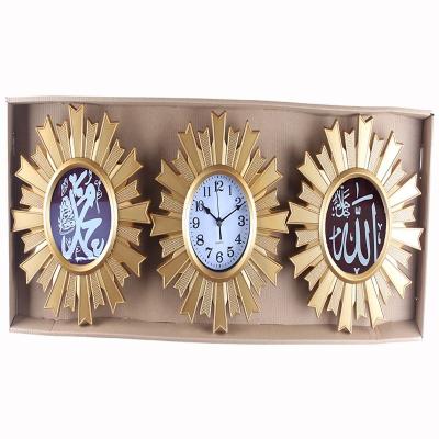 China Wholesale Hot Selling Islamic Azan Wall Clock Three Piece Antique Style Factory Set Plastic Wall Clock For Prayer for sale