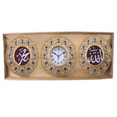 China Wholesale Hot Selling Islamic Azan Wall Clock Three Piece Antique Style Factory Set Plastic Wall Clock For Prayer for sale