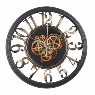 China Creative European Style Gear Style Wall Clock Antique Decorative Luxury Wall Clock for sale