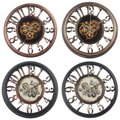 China Creative European Style Gear Style Wall Clock Antique Decorative Luxury Wall Clock for sale