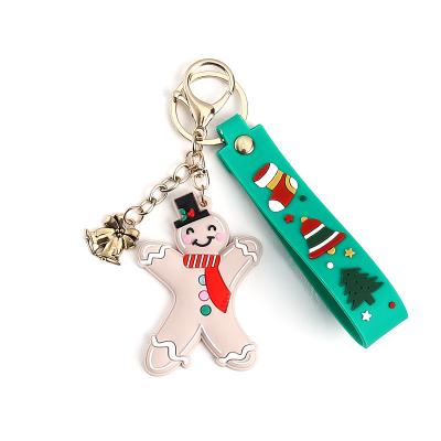 China Promotion Gift Christmas Series Cartoon Santa Claus Snowman Elk Stereo Key Bag Accessories Soft Rubber Key Chain Pendant Gifts for sale