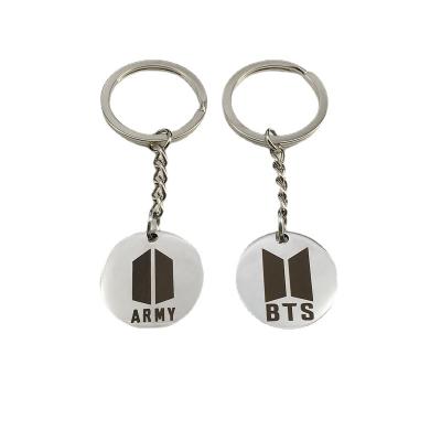 China Industry Custom Lettered BTS Stainless Steel Key Chain Youth League GOT7 Blackpink Bag Amazon Pendant Source for sale