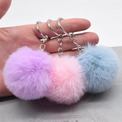 China Lovely Industry Wool Ball Key Chains Similar Hair Bag 6Cm Rabbit Key Chain Women's Car Pendant Gift Wholesale for sale