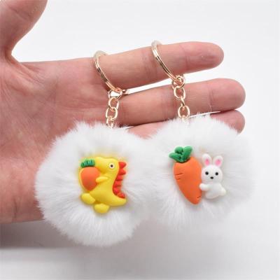 China Wholesale Patch Dinosaur Hairball Industry New Fruit Industry Car Mobile Phone Bag Giveaway Gift Key Chain Pendant for sale