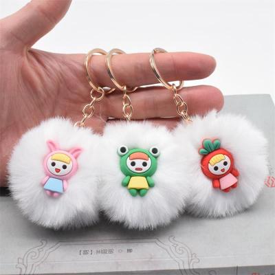 China Wholesale Custom Cartoon Character Industry Factory Supply Figurine Animal Hairball Plush Key Chain Key_chain for sale