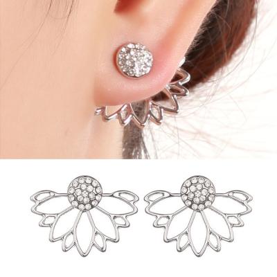 China Diamond Studded Women's Simple Lotus Shaped Hollow Ear Ornament Chinese Office/Factory Earrings Career High 'S Category Creative Solid Earrings for sale