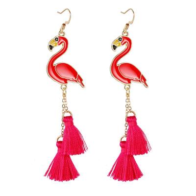 China Office / Career European and American New Flamingo Earrings Amazon Selling Christmas Earrings Overdone Long Tassel Earrings Spot Wholesale for sale