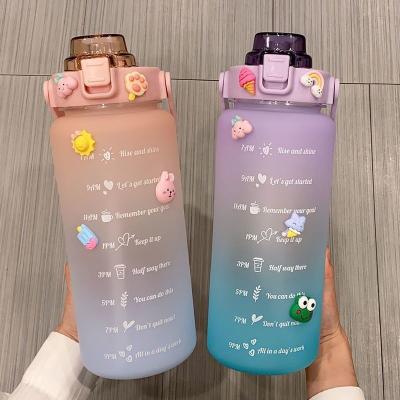 China BPA Free Viable Water Jug Motivational Plastic Water Bottle With Time Marker Straw For Fitness Gym Sports for sale