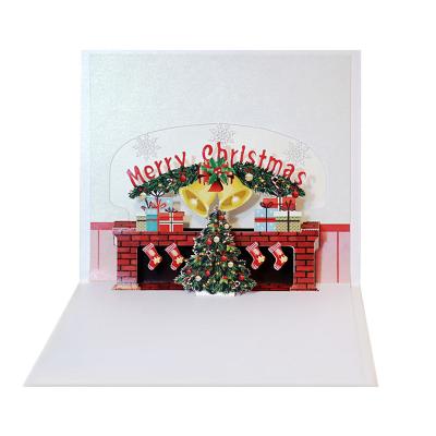 China Europe Zogift Creative 3D Handmade Paper Craft Pop Up Chimney Christmas Greeting Card for sale