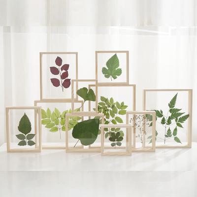 China 2021 Hot Sale 8x10 Inch Wood Color Natural Wood Double Sided Glass Picture Frame for sale