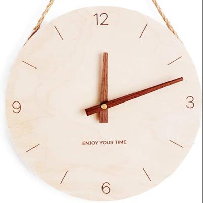 China 2021 Antique Style Sling Rope Wall Clock Fashion Home Decor Japanese Wooden Wall Clocks for sale