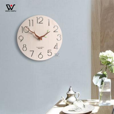 China Simple Antique Style 2021 Europe Style Wall Clock Decor Round 3d Wooden Clock for sale