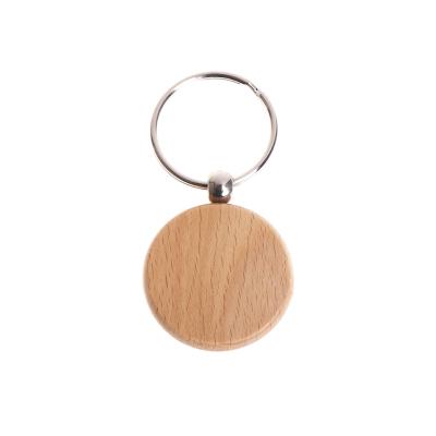 China 2021 Popular Promotional Custom White Logo Keychain Wooden Rounds Key Chain Eco-Friendly Wooden Key Chain for sale