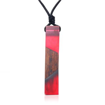 China CLASSIC Handmade Vintage Resin Necklaces Wooden Rope Pendants Wooden Necklace Men Women Jewelry for sale