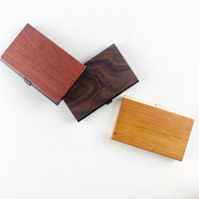 China Durable Wood+Metal Business Card Holders Business Name Card Holder Case Wooden Name Card Cases For Office for sale