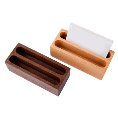 China Durable Natural Wood Card Holder Photo Clips Wedding School Office Business Card Holder for sale