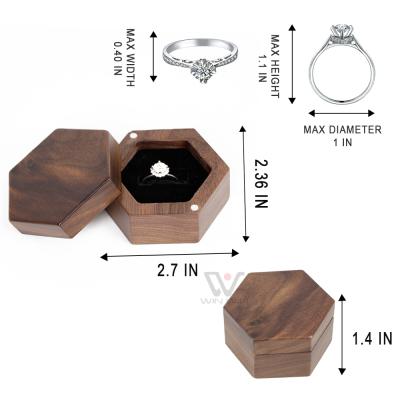 China Recyclable Ring Box For Wedding Engagement Proposal Small Walnut Carving Wooden Jewelry Box for sale